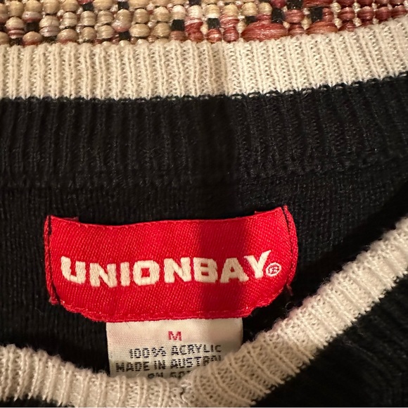 UNIONBAY Vintage Black, Red, & Cream V-Neck Sweater - Picture 3 of 5